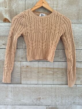 Princess Polly Cable Knit Cropped Sweater - Camel